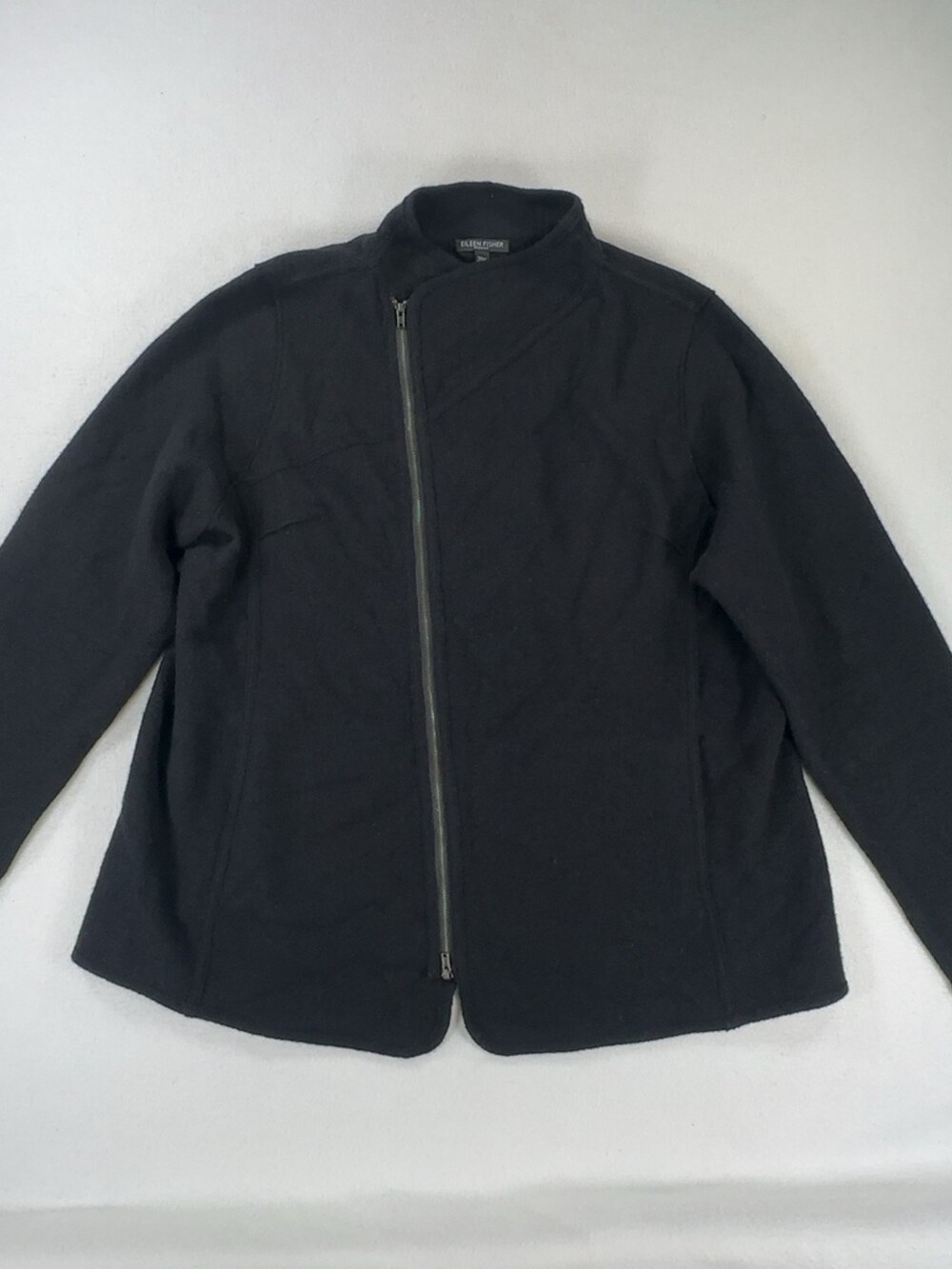 Eileen Fisher Woman Full-Zip Merino Wool Jacket Black Women's Size 1X